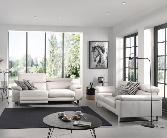 Madok HTL RS-10565A zetel leder wit relax met verstelbare hoofdsteun sledepoot modern | GOVA Meubelen